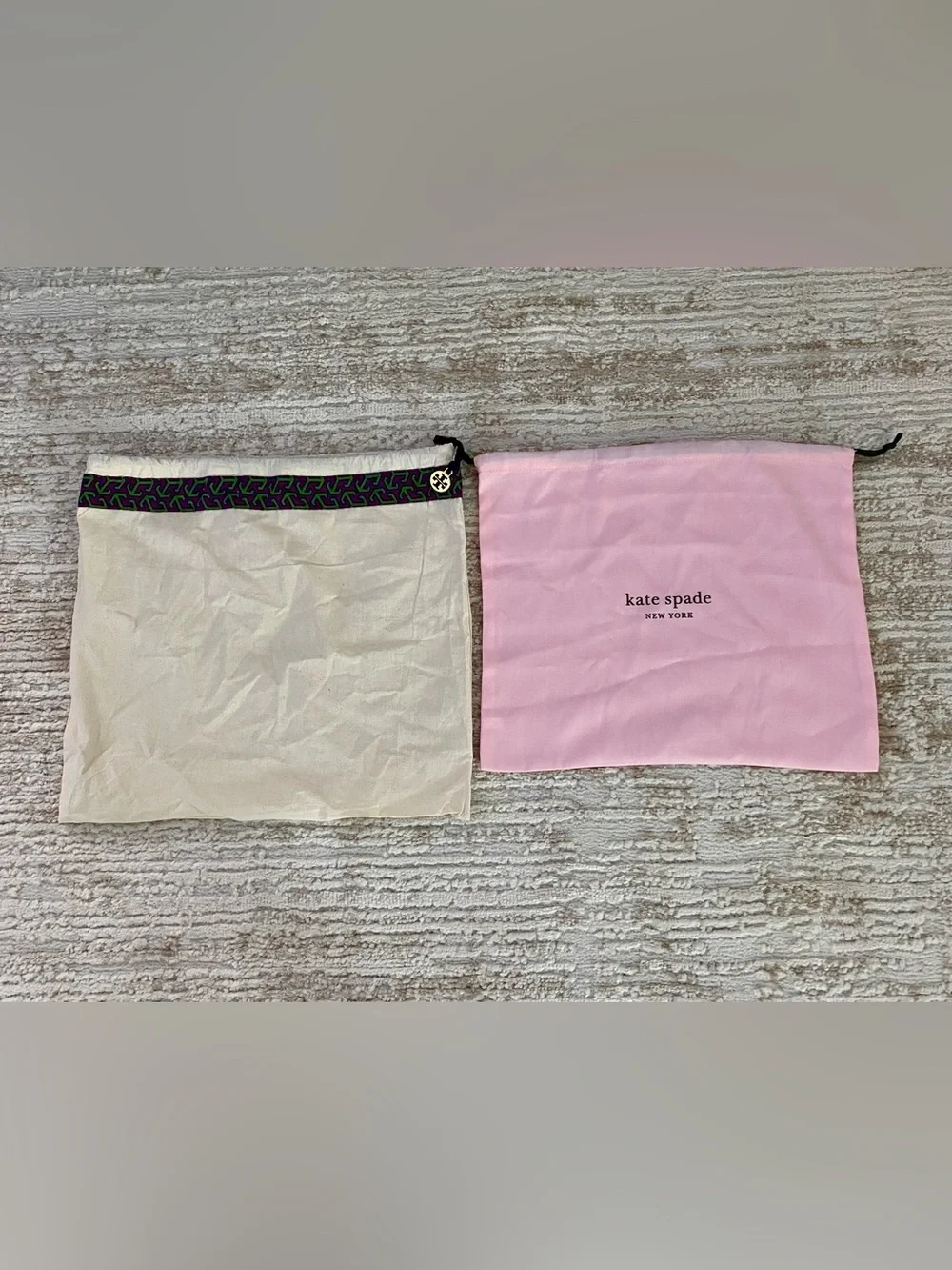 Tory Burch Canvas Dust Bag  and one Kate Spade New York Pink Dust Bag